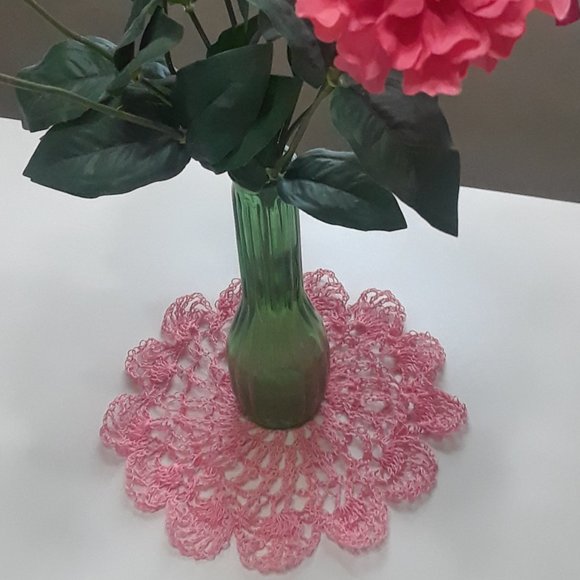 HP - Doily Intricate Handmade Coral Crochet 10" - Picture 5 of 7